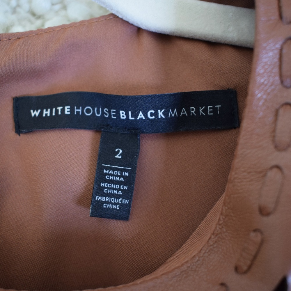 White House Black Market Leather Tank Top Size 2 - Picture 4 of 6